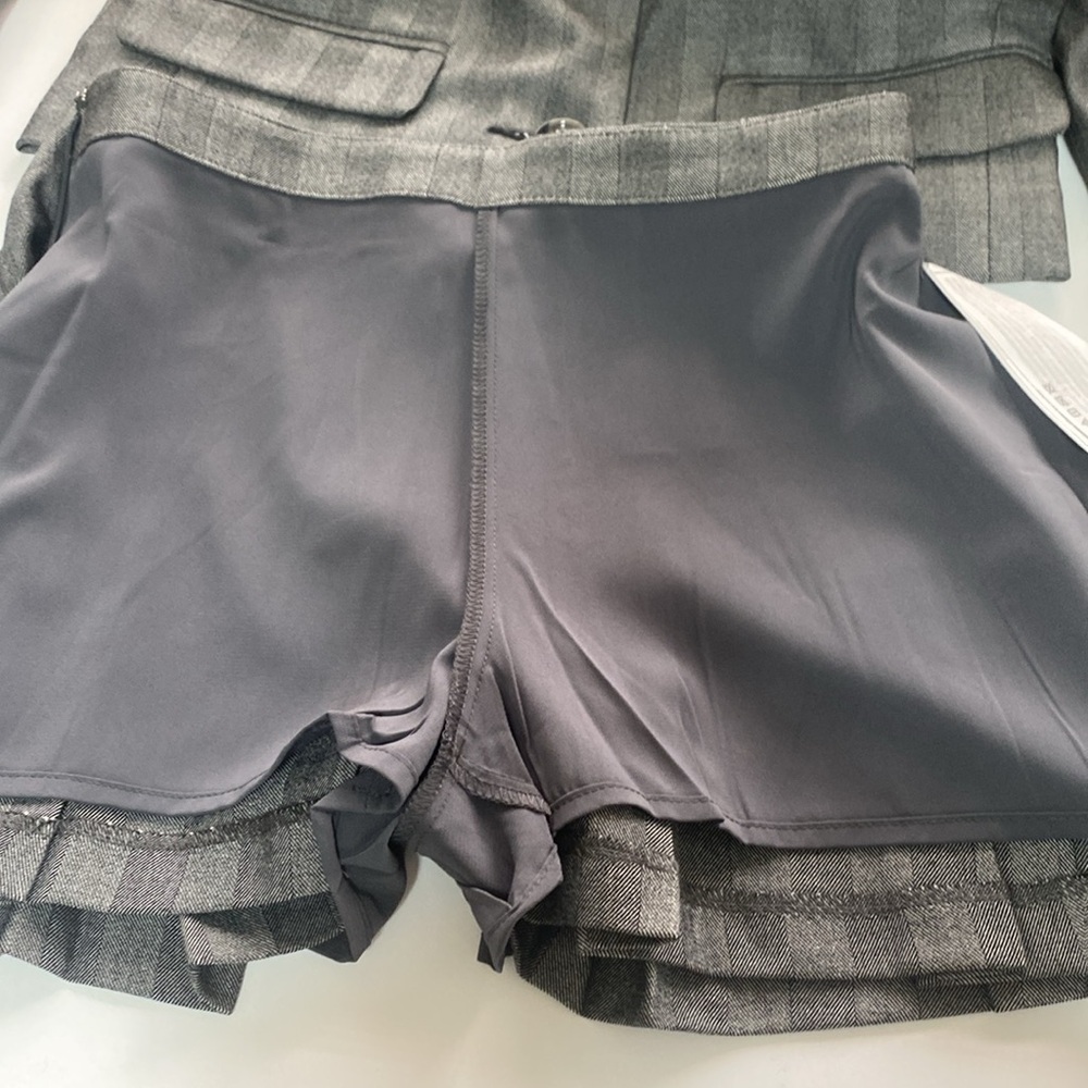 Abercrombie & Fitch Gray Pinstripe Cropped Blazer and Pleated Skirt Set - Picture 11 of 13